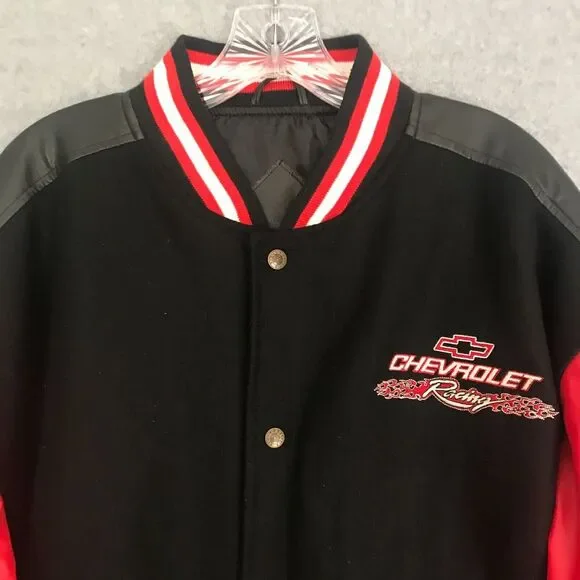 NEW! Chevrolet Corvette Racing Logo Bomber Varsity Jacket Mens Large Black Red‎